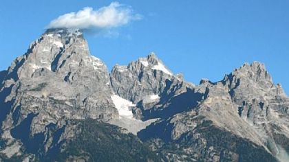 Wyoming's Teton Range, with a dozen peaks higher than 11,000 feet, is snowcapped year-round.