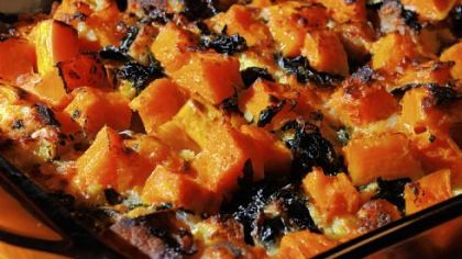 Vegetarian Squash and Bread Pudding.