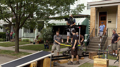 "One for the Money" crew members set up a shot near the set of the Plum house on South Pacific Avenue in Friendship. The movie stars Katherine Heigl and Debbie Reynolds, Jason O'Mara, Daniel Sunjata and Sherri Shepherd.