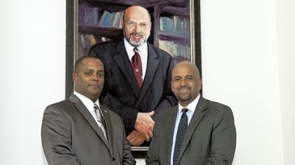 Mark Clayton Southers, left, the artistic director for theater initiatives at the August Wilson Center for African American Culture, and Andre Guess, the center's president and CEO.