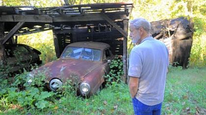 Bill Acor, one of the few residents of Good Intent, Pa., shows off a 1950s Studebaker Commander that has sat there for at least 40 years == "We call this part of town the ghetto."