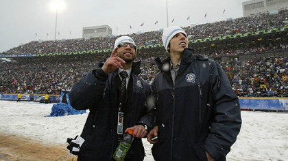 Penguins forward Max Talbot, left, goaltender Marc-Andre Fleury missed the 2008 Winter Classic due to injuries.