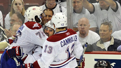 Brooks Oprik and the Penguins were eliminated by the Canadiens in last season's playoffs.