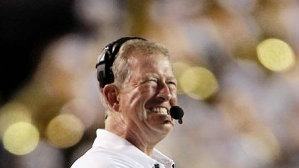 West Virginia coach Bill Stewart is helpless to do anything except watch Saturday night in Baton Rouge, La.
