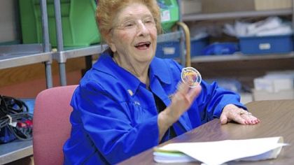 Elsa DiCicco, at age 95, still volunteers at Heritage Valley Sewickley Hospital.