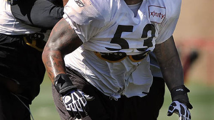 Steelers rookie center Maurkice Pouncey protects the quarterback against the Lions in pre-season action at Heinz Field.