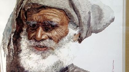 "On the Road to Kathmandu," a watercolor portrait by Dayton, Ohio, artist Homer Hacker, was accepted in the 1975 American Watercolor International show.