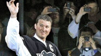 Pittsburgh Penguins owner and hockey Hall-of-Famer Mario Lemieux takes part in a pregame ceremony to commemorate the final regular season NHL hockey game played in the 41-year-old Mellon Arena, between the Penguins and the New York Islanders in April.