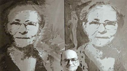 John Warhola, brother of Andy Warhol, at portrait of their mother in the Warhol seum.