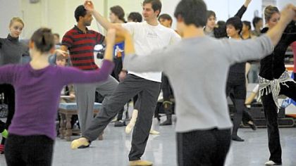 Stephen Hadala, center, other dancers rehearse "The Nutcracker"  at  Pittsburgh Ballet Theatre.