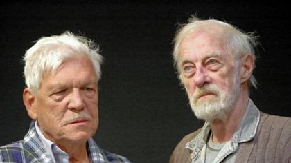 Tom Atkins, left, and Bingo O'Malley will share a stage for the first time Thursday at the New Hazlett Theater for a reading of "Elder Hostages," a trilogy of one-act plays produced by Pittsburgh Playwrights Theatre Company.