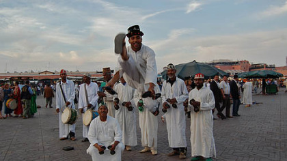 Berber performers in Jemaa el Fna, the main square of Marrakech.